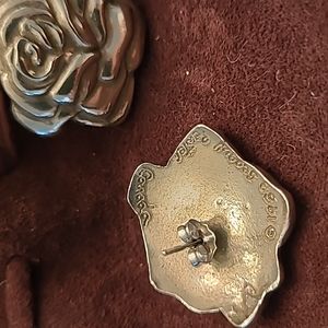 Seagull Pewter Canada Rose Pierced Earrings Vintage 1988 in Pouch